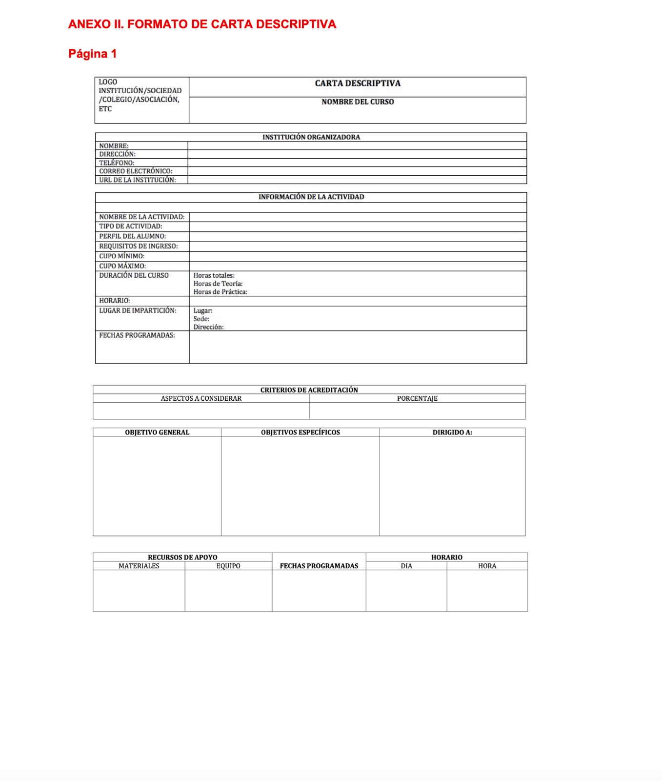 Anexo II - Carta Descriptiva